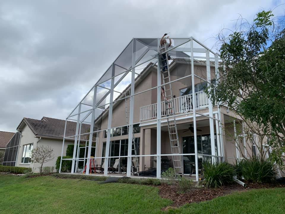 Two-story lanai rescreen before
