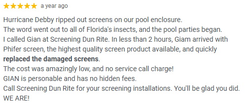 Screening DunRite 5-star Google review 12